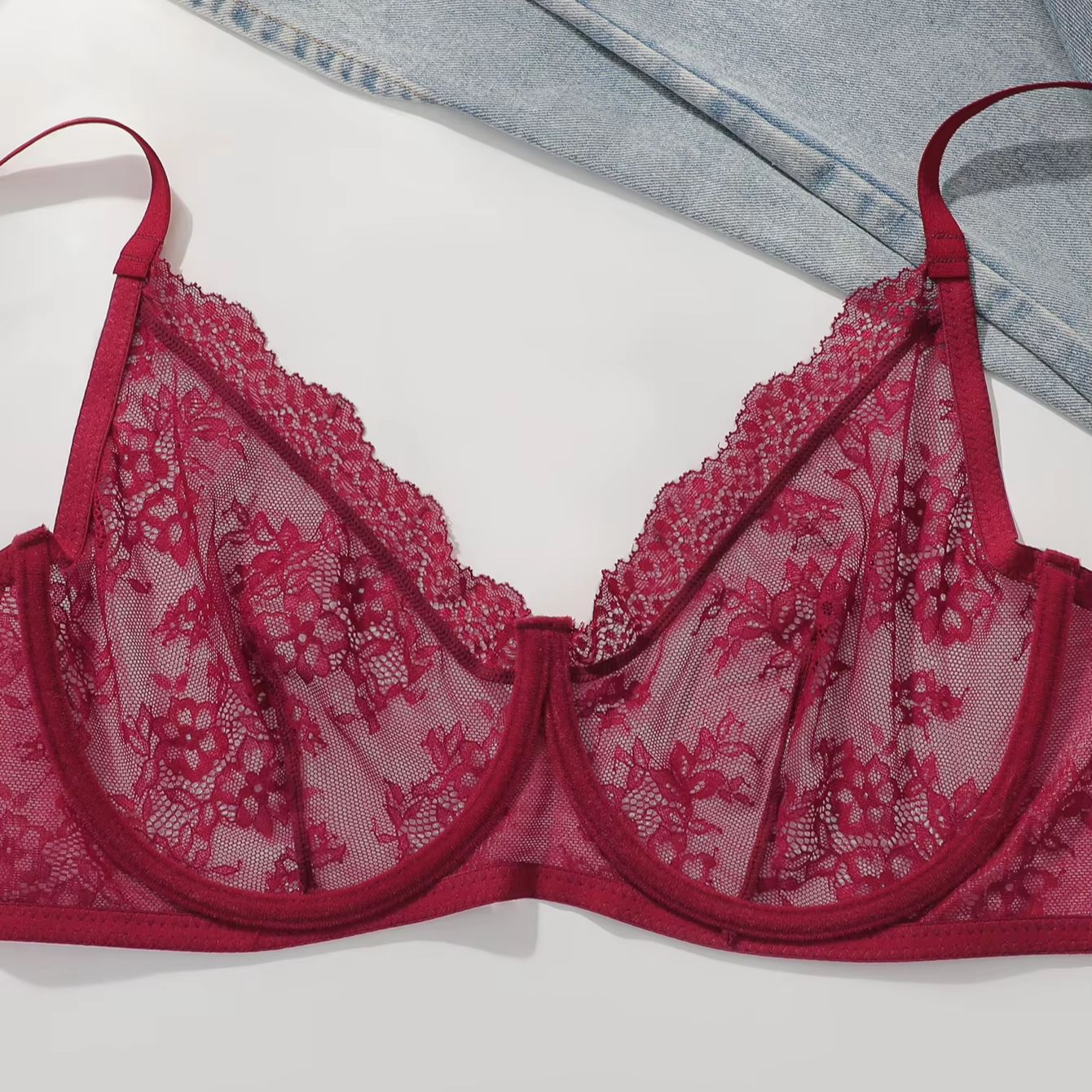 Women Plus Size Red Lace Sheer - Sheer Bra Lace recensie en prijs